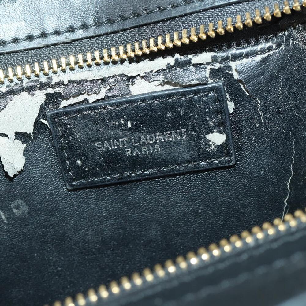 SAINT LAURENT Kabas Hand Bag Leather Black Gold Auth ki6216 - Picture 12 of 16